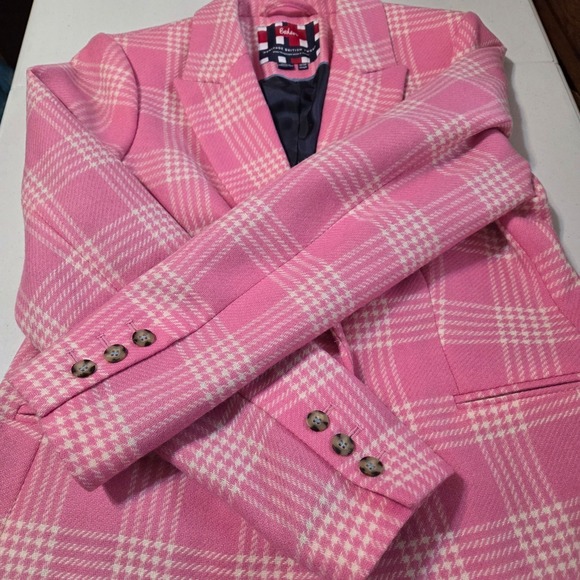 Boden Heritage British Tweed Women's Pink Plaid Wool Blazer 10 Reg. - Picture 9 of 9